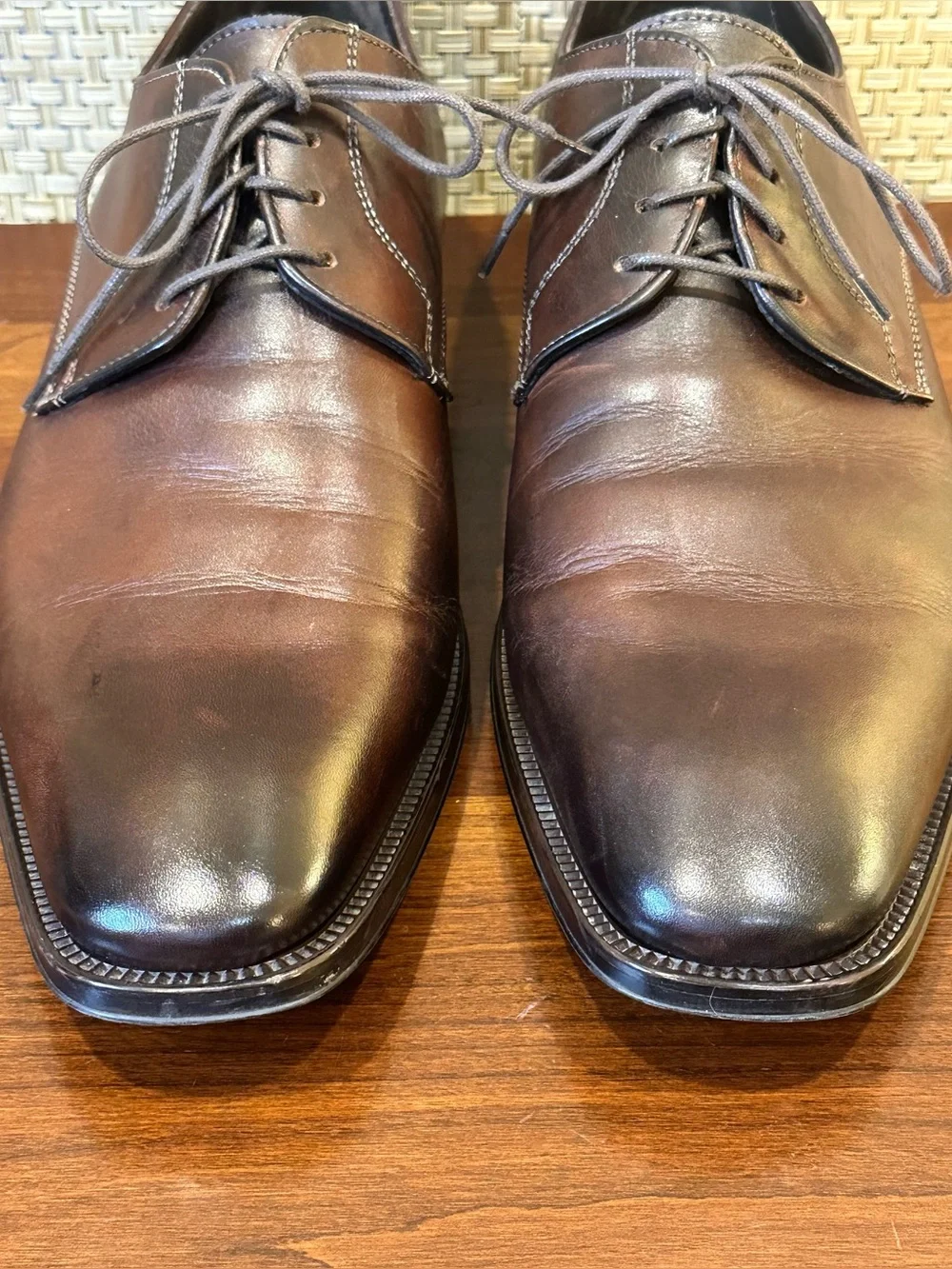 To Boot New York Adam Derrick Brown Leather Plain Toe Derby Dress Shoes Size 9.5